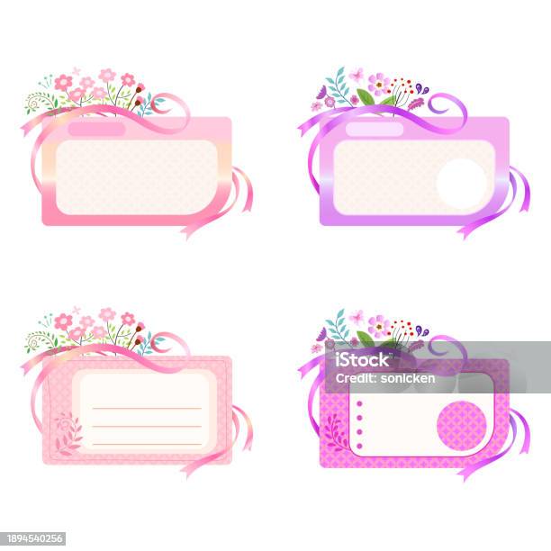 Flowered Frame Label Floral Label Frame Stock Illustration - Download Image Now ...