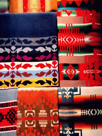 A collection of indigenous and native weaved cloths.