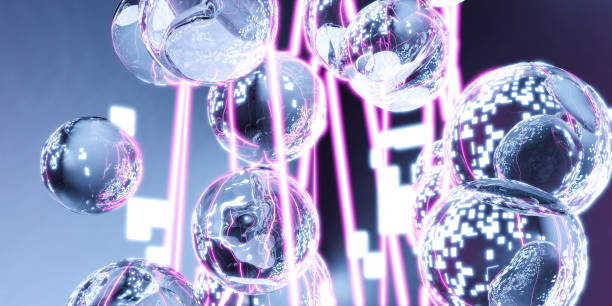 istock blue and violet neon laser beams with glass spheres balls with reflections 3d render illustration 1894548735
