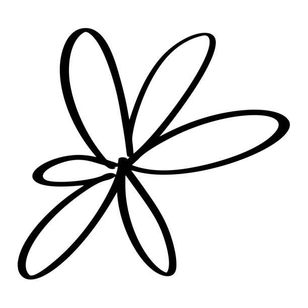 ilustrações, clipart, desenhos animados e ícones de ícone de flor desenhado à mão. ilustração vetorial de contorno preto simples clip-art no elemento de design estilo doodle para cartão de saudação do dia dos namorados, convite de casamento - 11892