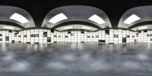 istock 360 degree full panorama environment map of empty hall with tile pattern walls glossy concrete floor 3d render illustration hdri hdr vr virtual reality 1894601836
