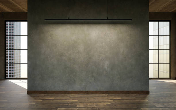 istock concrete wall with copy space modern industrial design studio loft living room background with big concrete walls. 3d render illustration 1894618972
