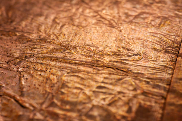 istock Extreme closeup of crumpled brass foil texture 1894679513