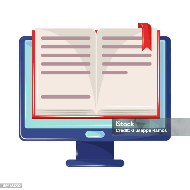 Books Computer Screen Ebook Computer Screen Stock Illustration - Download Image Now - Blank ...