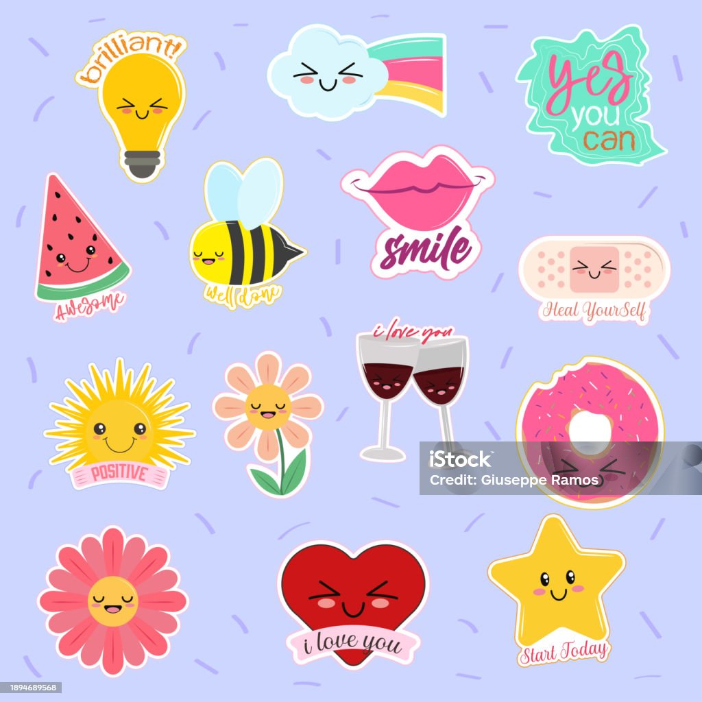 Greetings Message Sticker Positive Messages Stickers Stock Illustration - Download Image Now ...