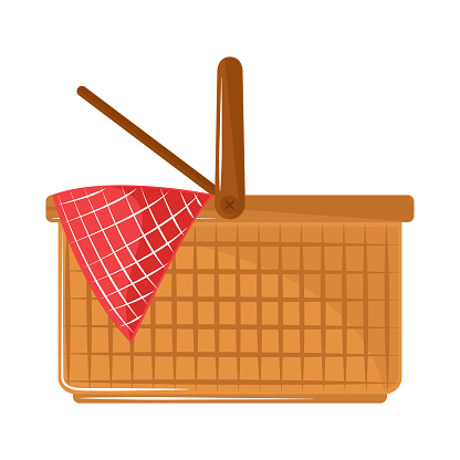 picnic open basket and napkin icon