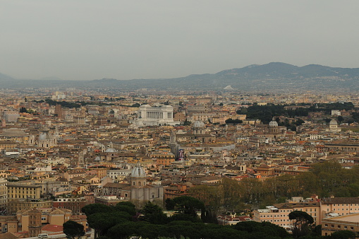 Distant View From The Dome Of The St. Peter's Cathedral In Rome Italy