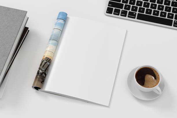 istock Magazine right-hand page mockup on BBB workplace desk 1894709714