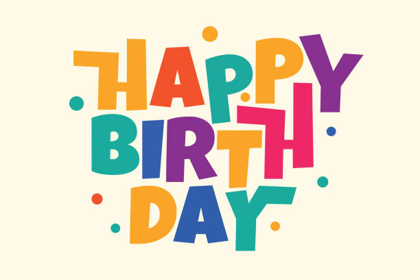 Happy Birthday. Happy Birthday vector lettering design. Modern calligraphy. Vector stock illustration This design, which is suitable for use in various projects, can be easily adapted to your needs such as posters, brochures, websites, or advertisements. Thanks to its eye-catching design and versatility, it can effectively convey your message and attract viewers' attention. Whether you want to promote a product or service or simply make a statement, this design is a great choice. birthday stock illustrations