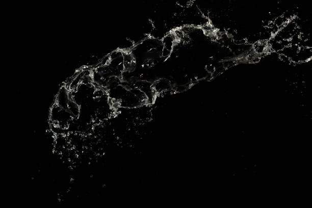 istock Shape form throw of Water splashes into drop water attack fluttering in air and stop motion freeze shot. Splash Water for explosion texture graphic resource elements, black background isolated 1894722132