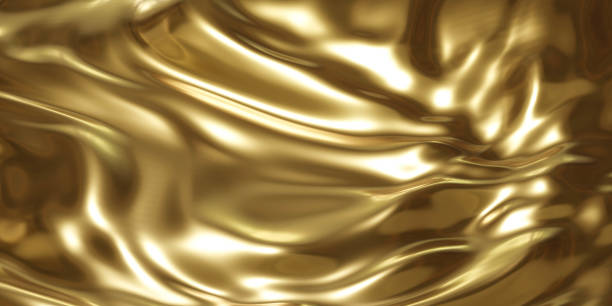 istock Illustration of a 3D rendered gold metallic background with a flowing wave design 3d render 1894750344