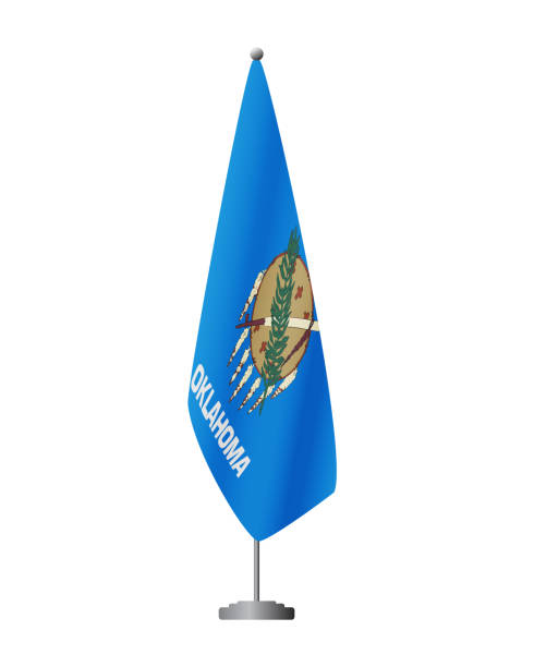 oklahoma us-flagge auf fahnenmast, transparenter hintergrund, vektor - flag of oklahoma stock-grafiken, -clipart, -cartoons und -symbole