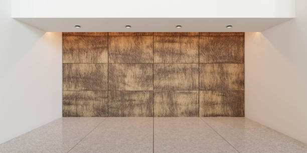 istock Illustration of an empty room with minimalistic design and modern lighting 3d render 1894751675