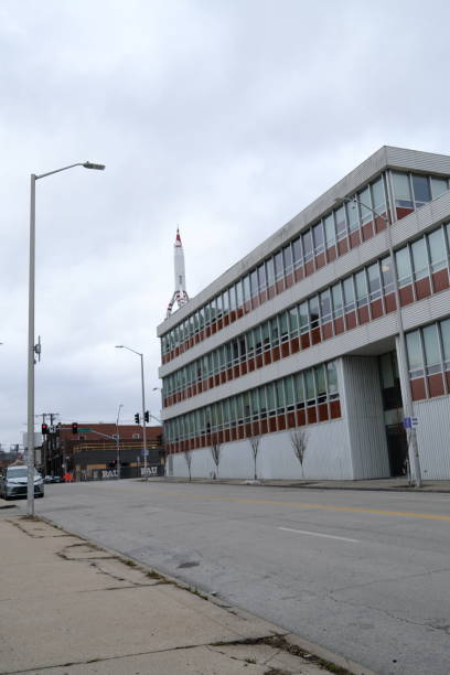 Kansas City Missouri - December 23, 2023: TWA Rocket on Top of Building in Downtown Kansas City