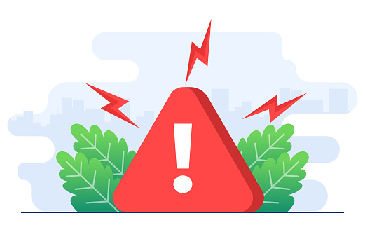 Flat-style vector illustration of ECaution sign and symbol, Danger, and warning signs, Attention!, System error, Website temporary not available, Website down concept for website banner, online advertisement, marketing material, business presentation, poster, landing page, and infographic