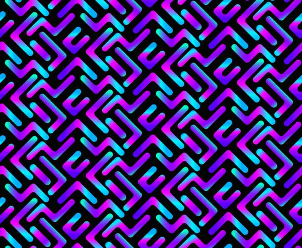 Vector illustration of Seamless vivid neon color geometric vector pattern. modern background