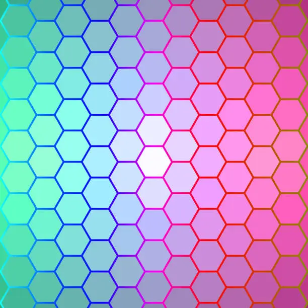 Vector illustration of Colorful hexagonal pattern gradient background