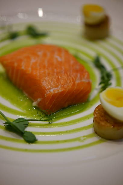 istock Fresh Salmon Served on a Plate with Garnish 1894859275