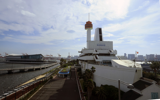Tokyo - May 3 2023:  exterior of The Museum of Maritime Science is a marine science museum located in Higashiyashio, Shinagawa, Tokyo on Odaiba island