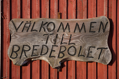 Bredebolet town sign in Skaraborg in Vaestra Goetaland in Sweden
