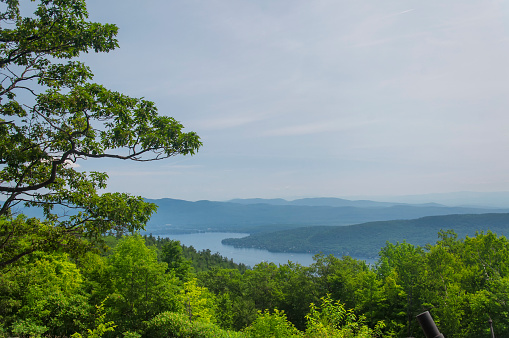 Lake George as seen from the summit of Prospect Mountain in Lake George new york.