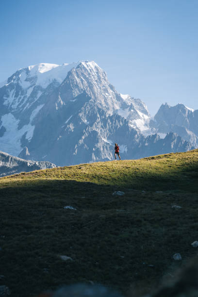istock Trail runner bounds along mountain trail 1894938047