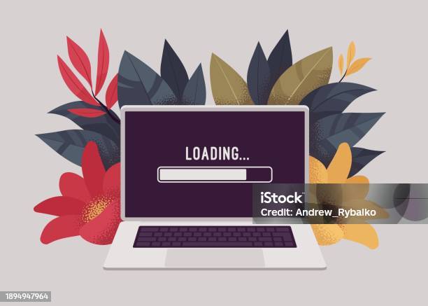 Laptop Loading Bar Screen Stuck Operating System Busy Processing Task ...
