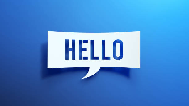 istock Hello - Speech Bubble. Minimalist Abstract Design With White Cut Out Paper on a Blue Background. 1894983592