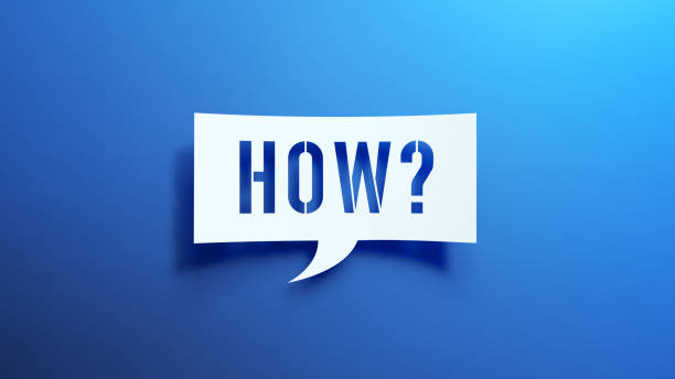 istock How - Speech Bubble. Minimalist Abstract Design With White Cut Out Paper on Blue Background. 1894988284