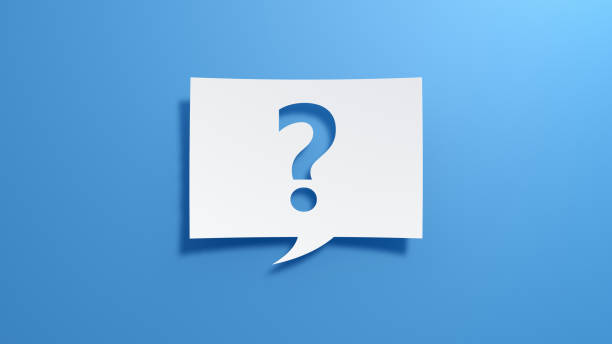 istock Question Mark. Speech Bubble. Minimalist abstract design with white cut out paper on blue background. 1894988287