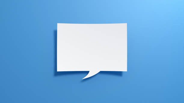 istock Empty Speech Bubble. Minimalist abstract design with white cut out paper on blue background. 1894998740