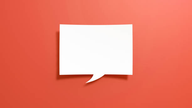 istock Short Empty Speech Bubble. Minimalist Abstract Design With White Cut Out Paper on Red Background. 1894998744