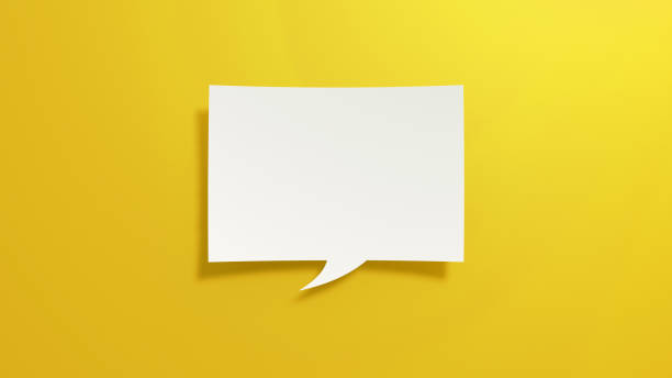 istock Short Empty Speech Bubble. Minimalist Abstract Design With White Cut Out Paper on Yellow Background. 1895006549