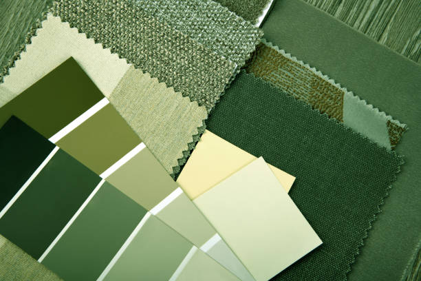 istock close up of upholstery fabric palette choice for interior 1895014335