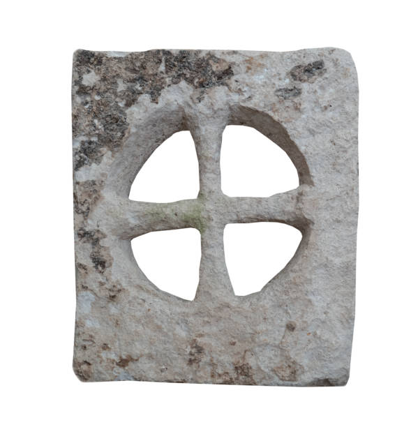 Ancient transenna of a window on white, isolated