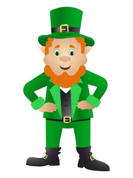 Vector illustration of leprechaun on a white background, st. patrick's day card