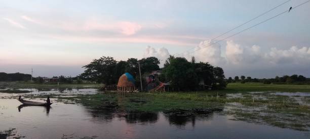 Village boat in flood time