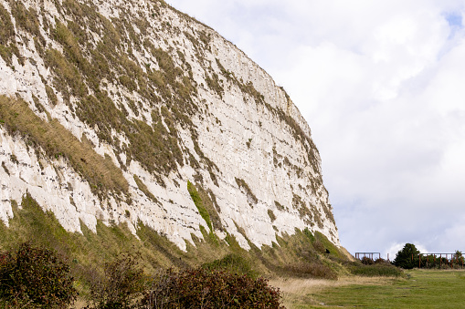 One of the views from the clifftop of the famous White Cliffs Of Dover, landmark, in the United Kingdom.