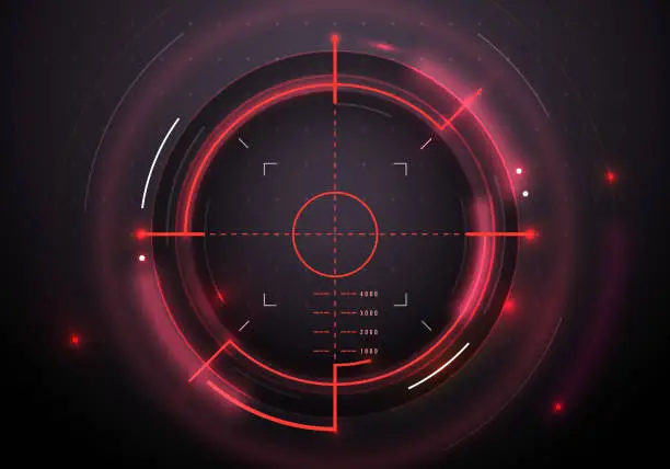 Vector illustration of Futuristic red rifle scope HUD for take aim