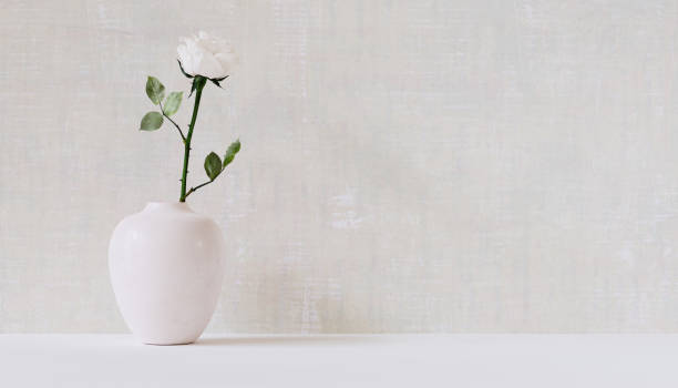 istock Vase with flower minimal modern background, 3d rendering home decoration. Empty room springtime holidays template concept 1895278953