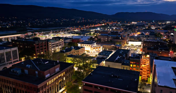 istock Illuminated Streets in Downtown Williamsport, PA at Night 1895444078