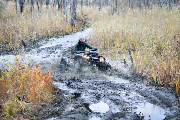 istock Cool view on extreme ride on ATV, buggy, quad, UTV, 4x4 1895464652