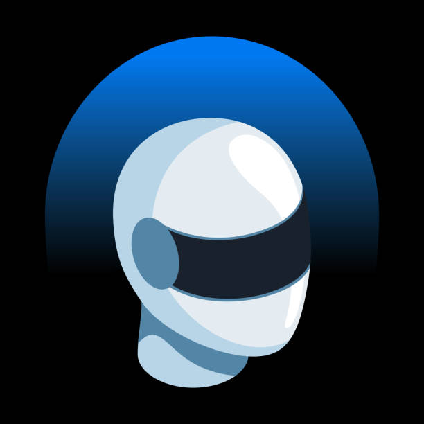 istock Flat illustration of cyber style helmet 1895495329