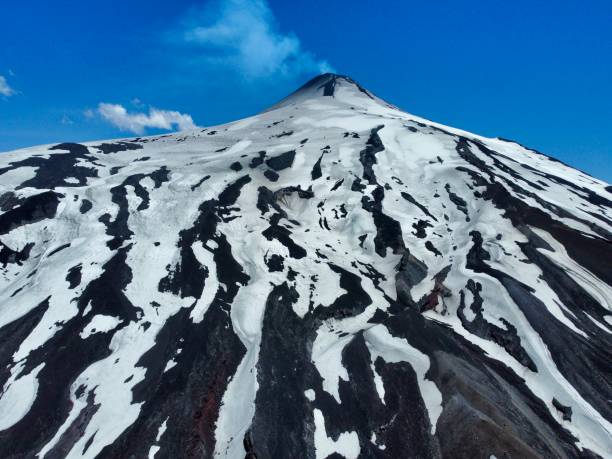 view of the Villarrica volcano, from the city of Pucon, Chile