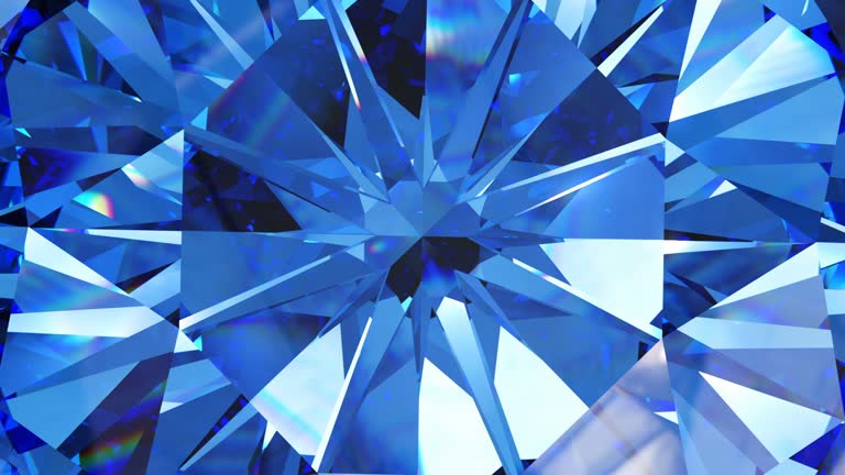 Beautiful shiny sapphire crystal. Kaleidoscope, rotating background, looping animation