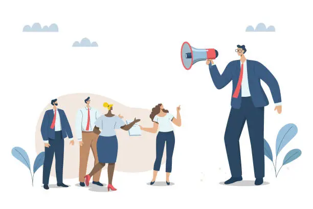 Vector illustration of Managers, company presidents, employers, or leaders, Communicate with the organization between co-workers and employees. Manage work systems Plan work to be efficient in the company. Vector design.