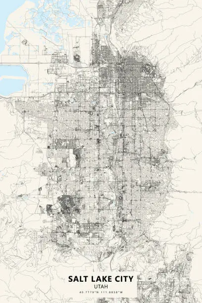 Vector illustration of Greater Salt Lake City, Utah, USA Vector Map