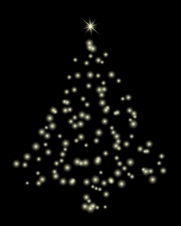 Christmas tree on a transparent background. Christmas tree with a bright star on the top.
