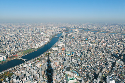 Aerial photograph of Tokyo urban area