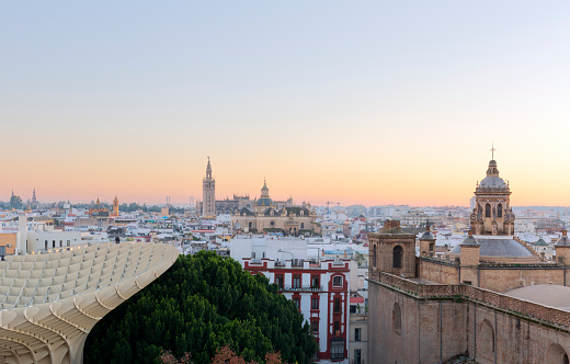 Seville, Spain skyline in the historic center.